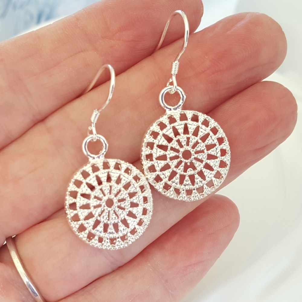Sterling Silver Geometric Earrings - Picture 2 of 6